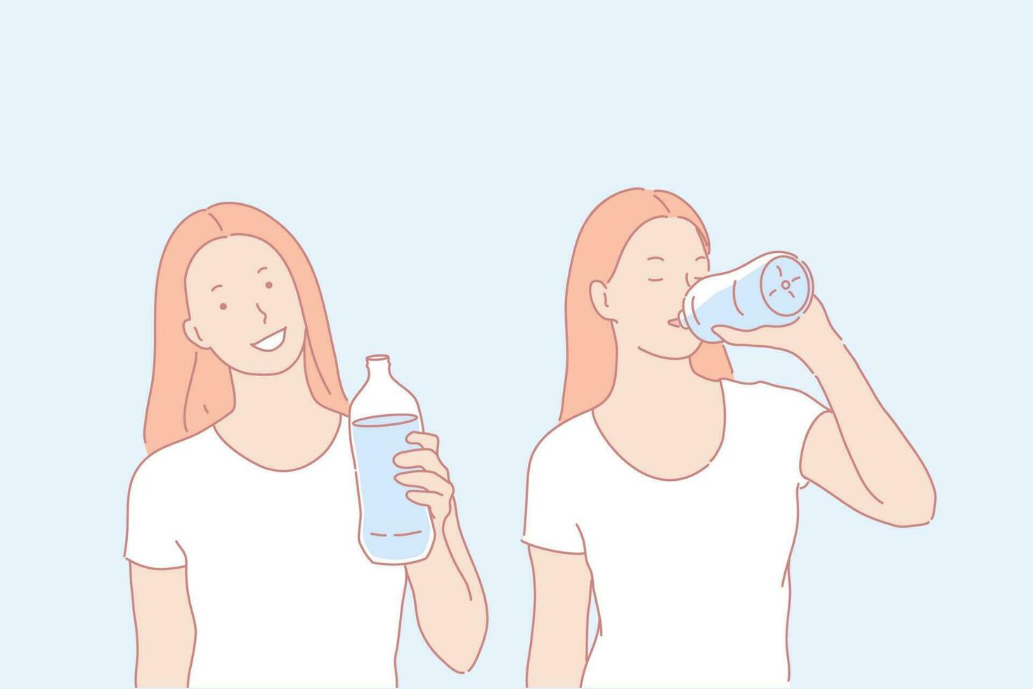 Regular water drinking, healthy habit concept vector