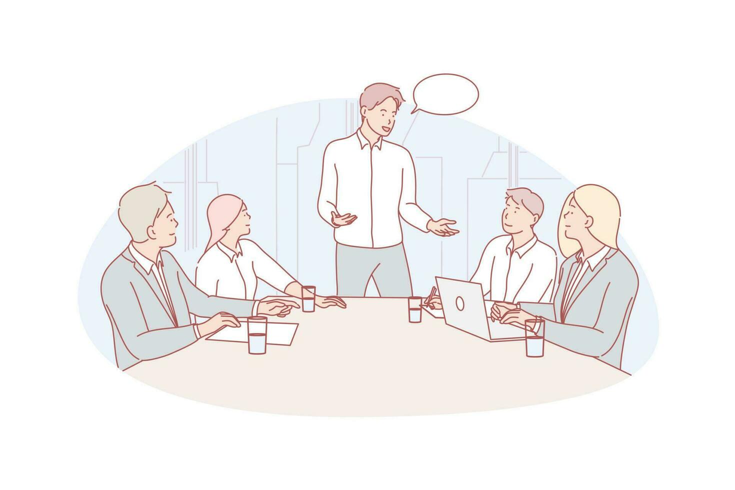 Business meeting, leadership, coworking concept vector