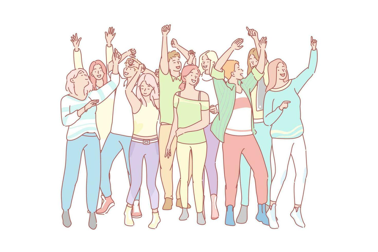 Set of dancing people concept vector