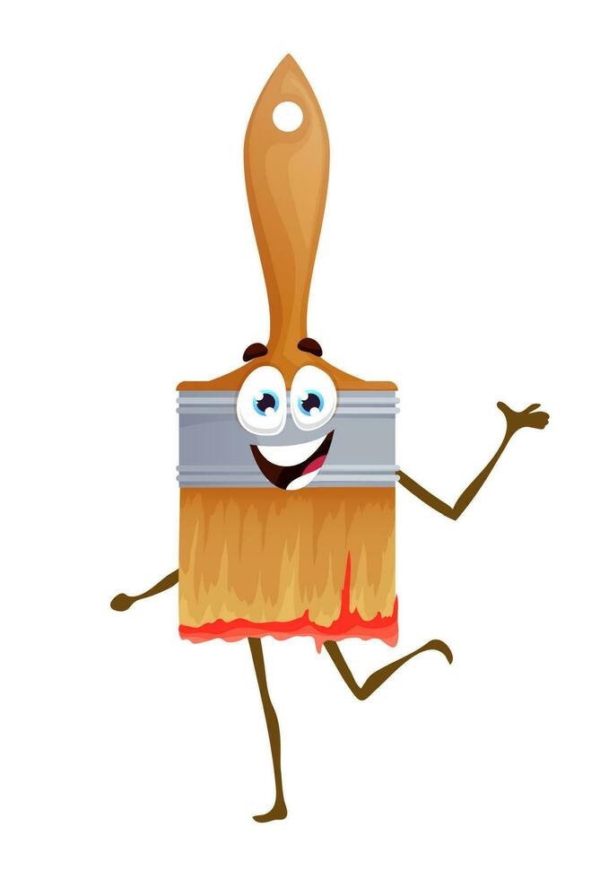 Cartoon paint brush tool character, painting work vector