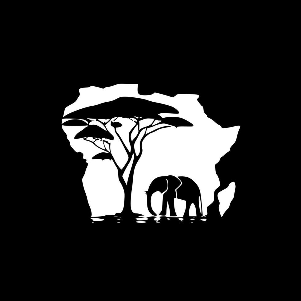 Africa, Black and White Vector illustration