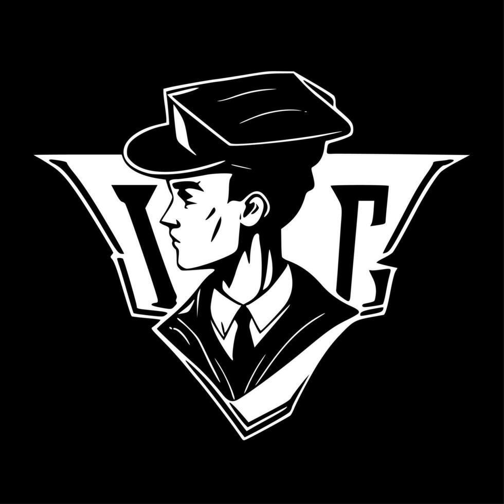 Varsity, Black and White Vector illustration