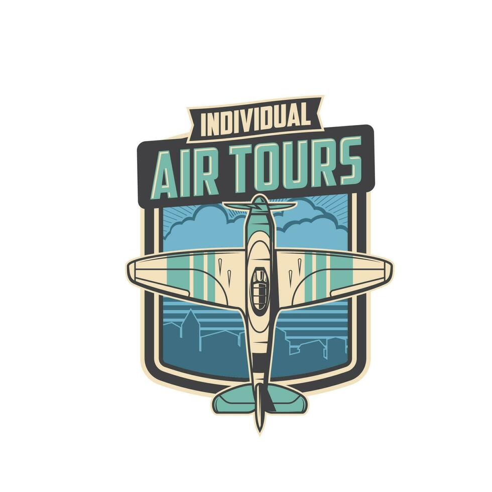 Individual air tours icon air travel vector emblem