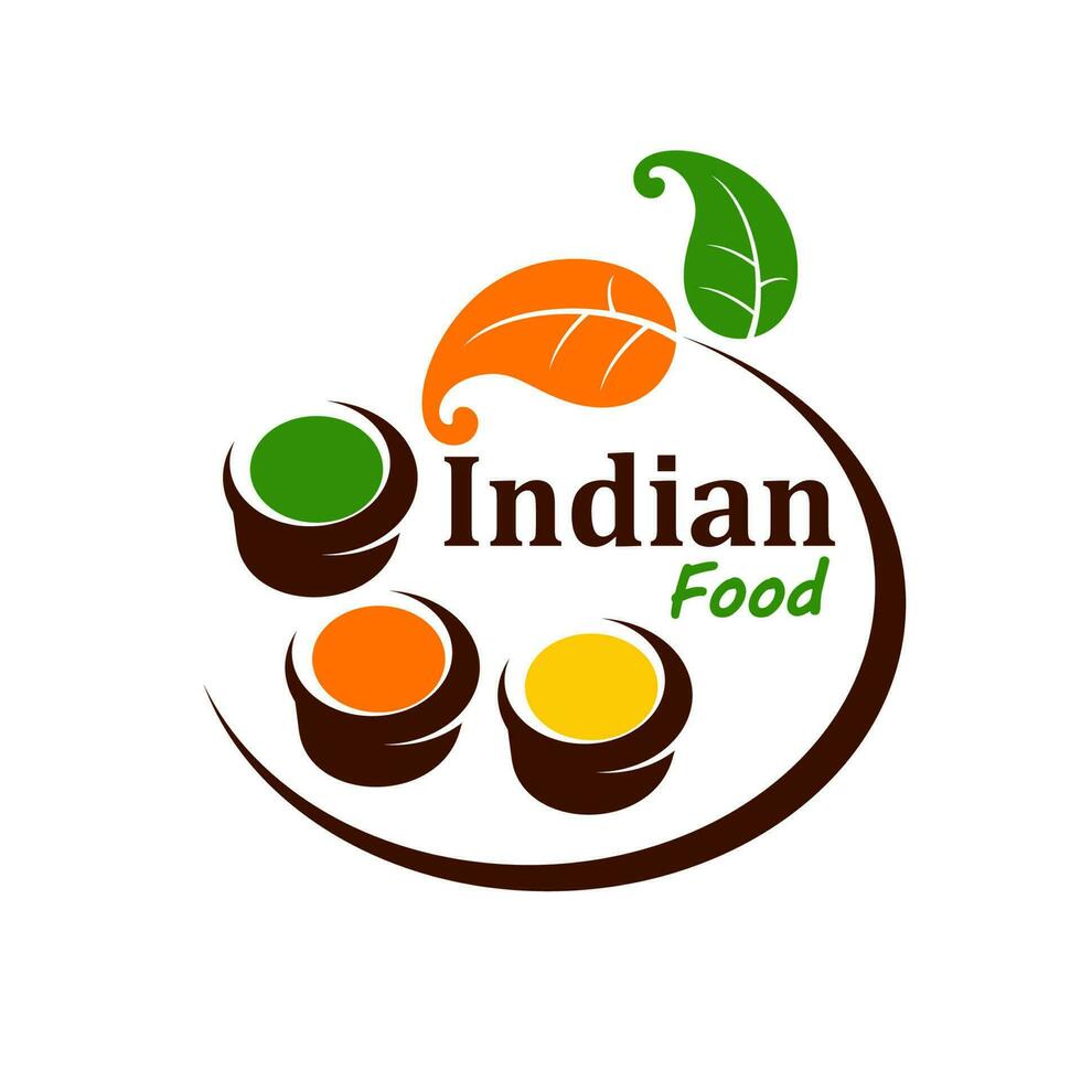 indian cuisine spices icon with culinary seasoning vector