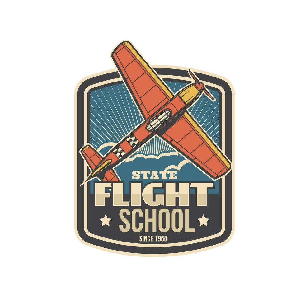 vuelo colegio icono con avión, pilotos academia vector