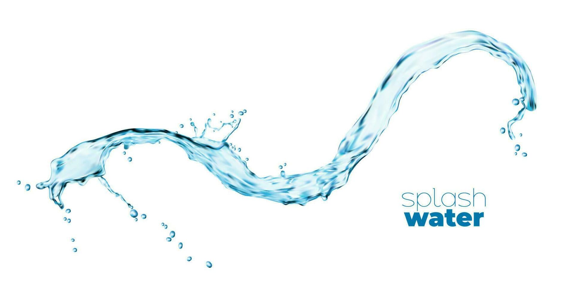 Isolated transparent blue water wave splash pour vector