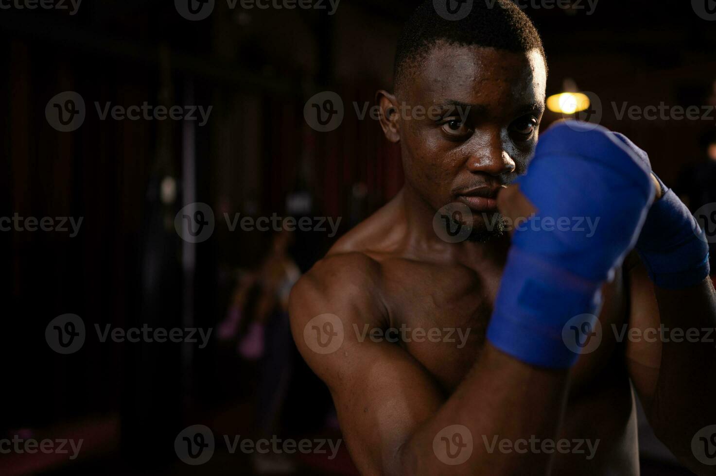 Portrait of foreign boxers vs Muay Thai, Is a Thai martial art of using
