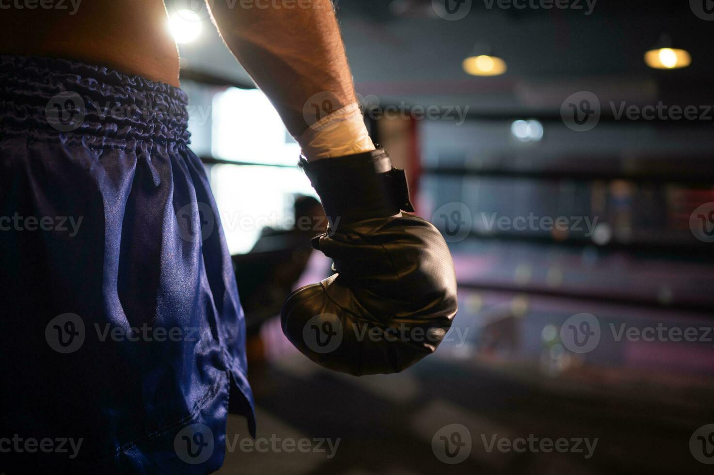 Boxing gloves that boxers must wear when punching on the ring or while practicing, Muay Thai, Thai martial arts. photo