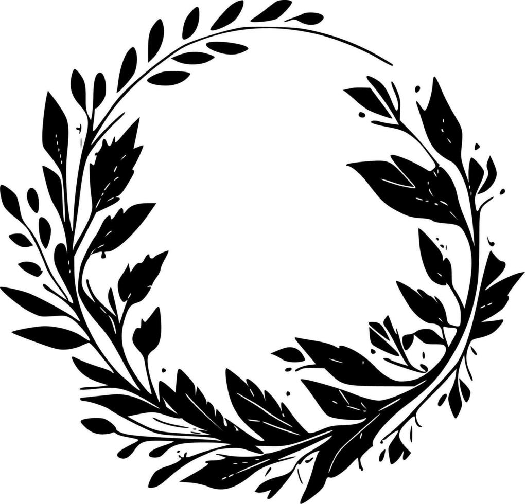 Wreath - Black and White Isolated Icon - Vector illustration