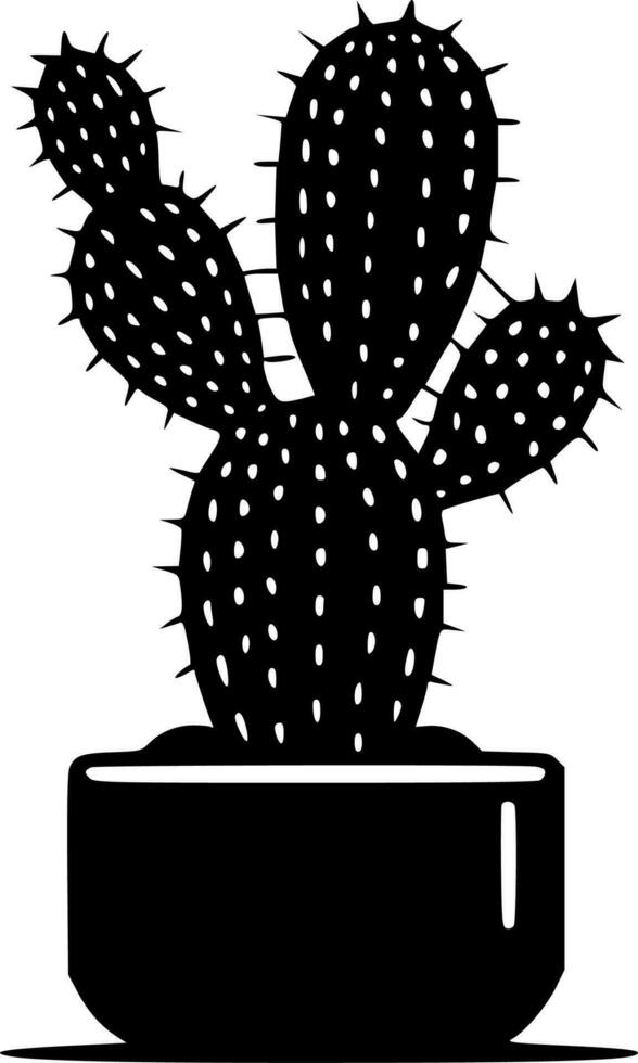 Cactus - Black and White Isolated Icon - Vector illustration