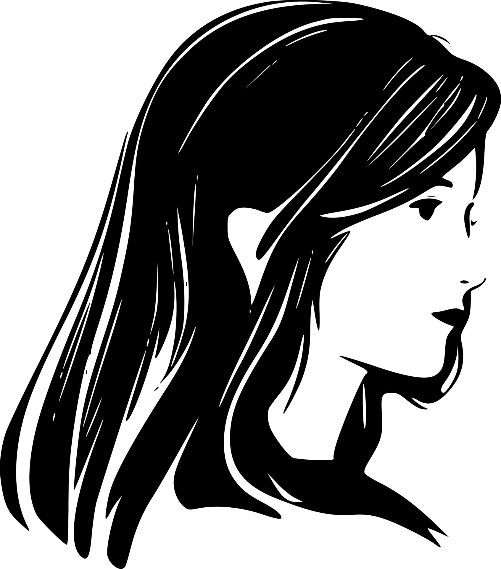 Woman - Black and White Isolated Icon - Vector illustration 23555566