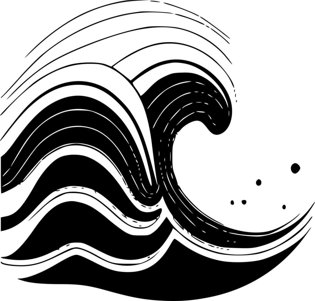 Waves, Black and White Vector illustration