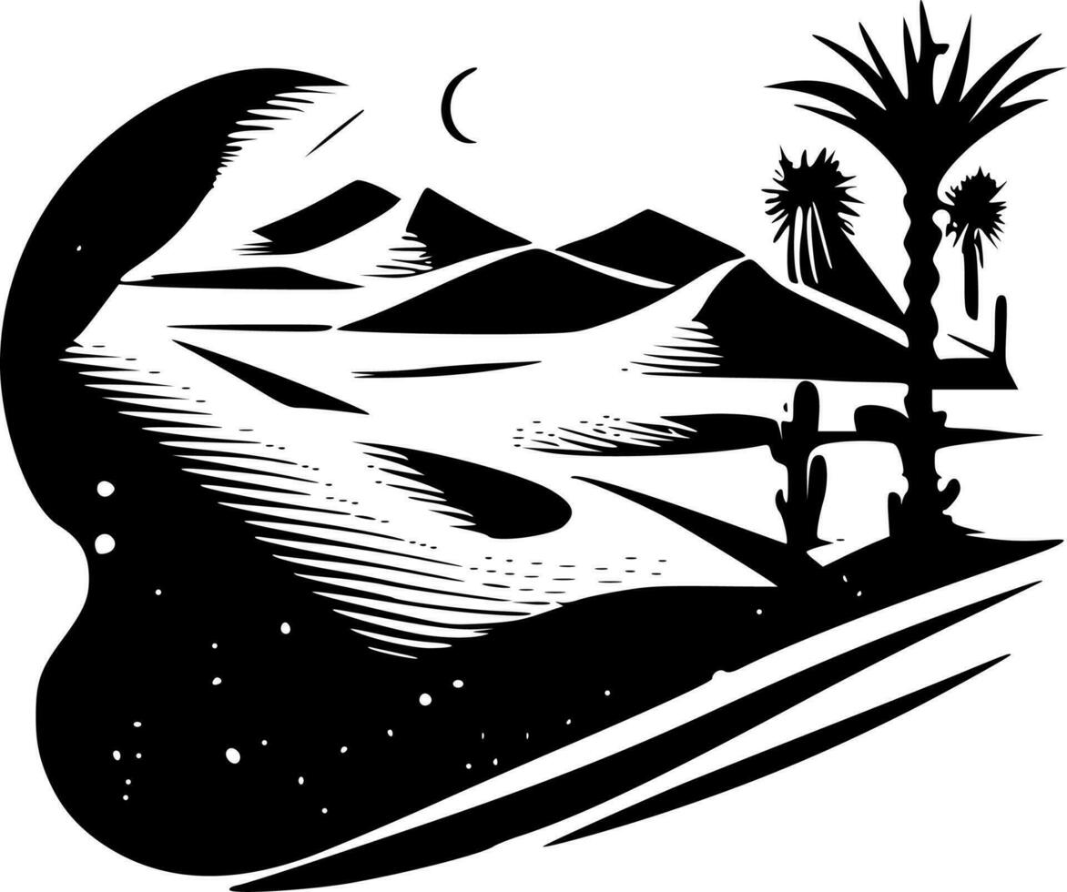 Desert, Black and White Vector illustration