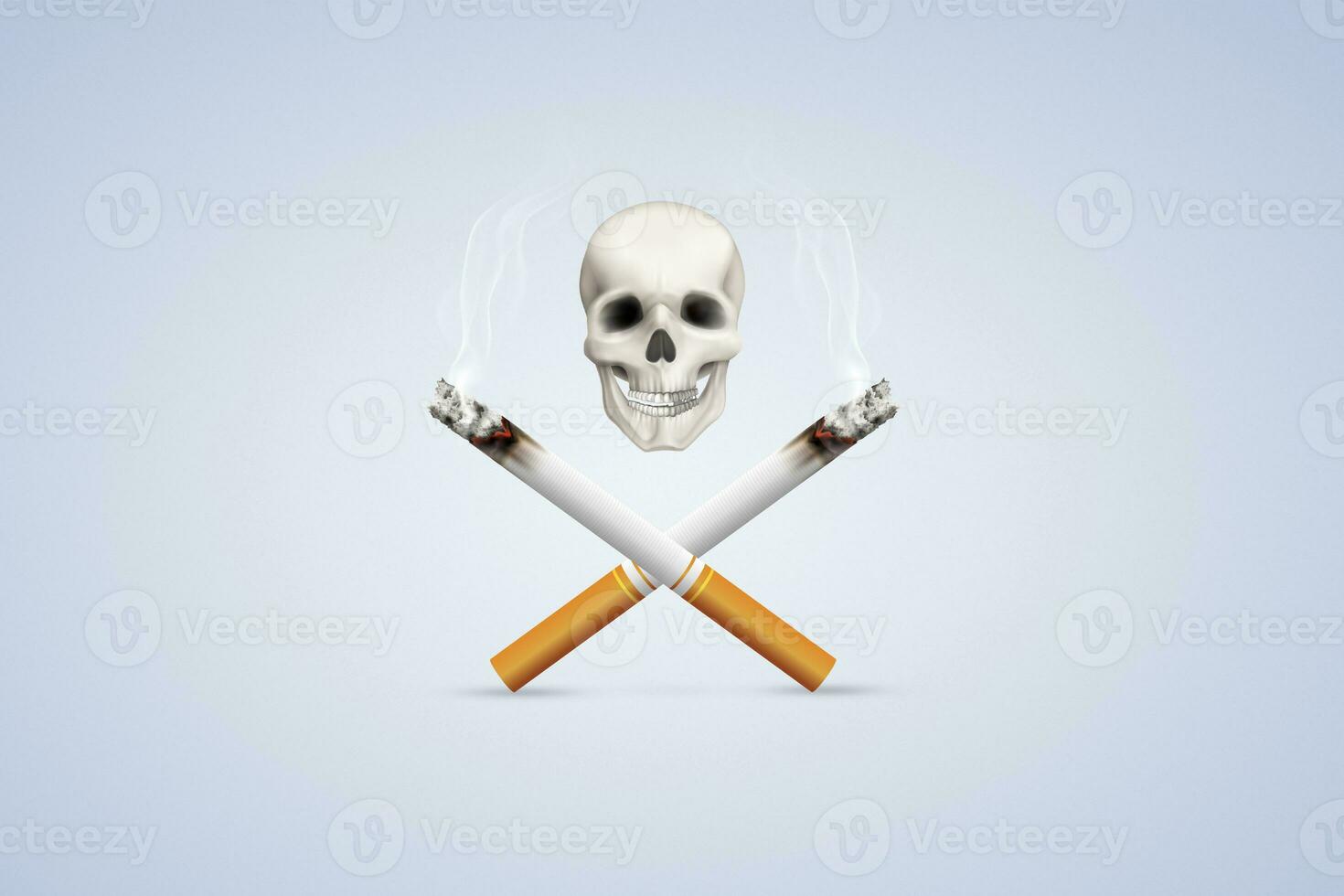Concept of No smoking, No Smoking Day Awareness Idea and Cigarette with a Smoke Design Art. photo