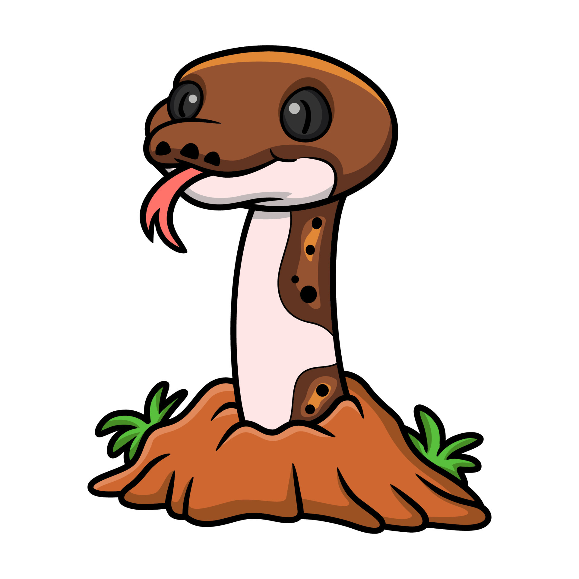 Cute pied reticulated python cartoon out from hole 23556239 Vector Art ...