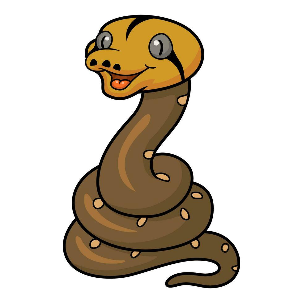 Cute golden child reticulated python cartoon 23556259 Vector Art at ...