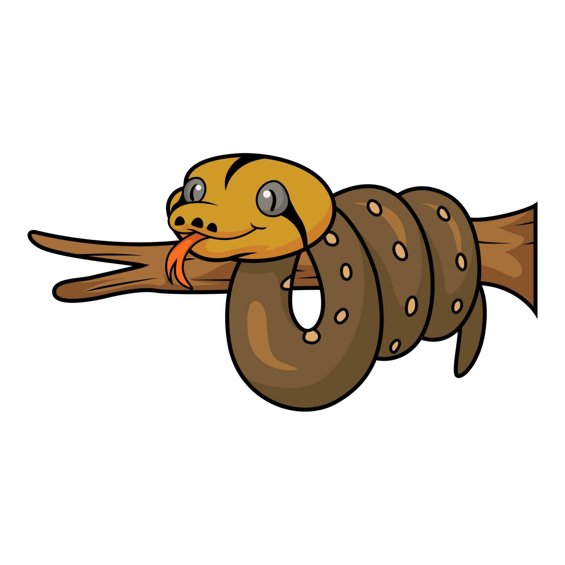 Cute golden child reticulated python cartoon on tree branch 23556269 ...