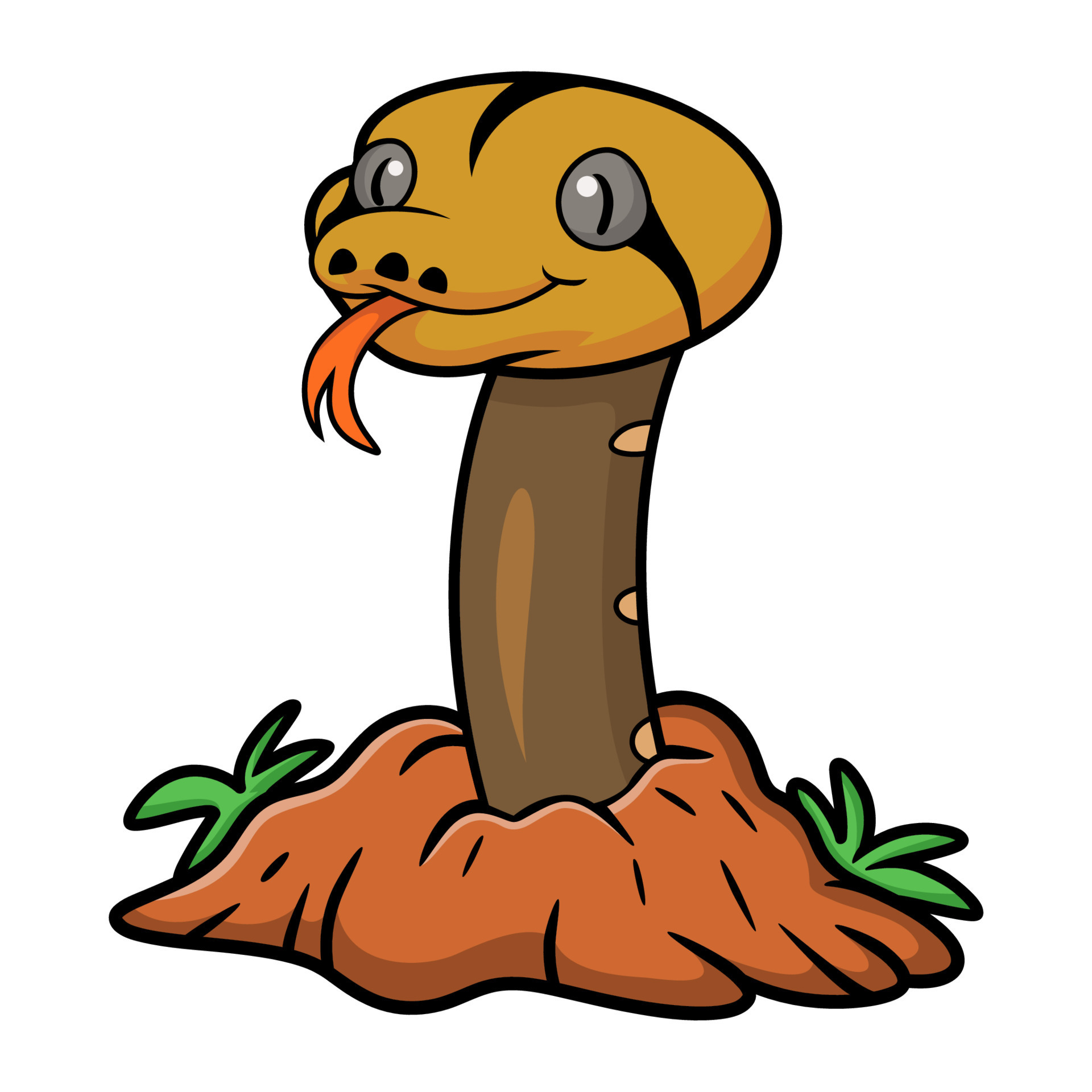 Cute golden child reticulated python cartoon out from hole 23556279 ...