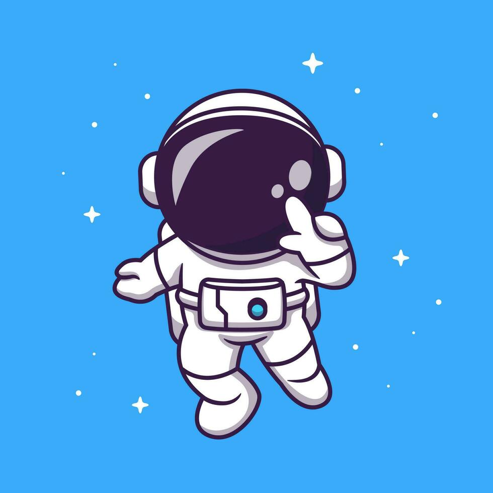 Cute Astronaut Flying In Space Cartoon Vector Icon  Illustration. Science Technology Icon Concept Isolated  Premium Vector. Flat Cartoon Style