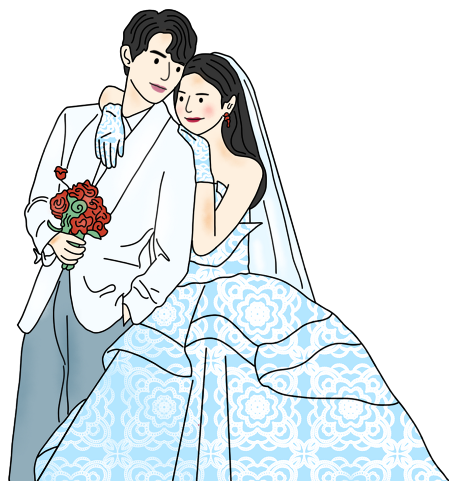 handritad bröllop illustration png