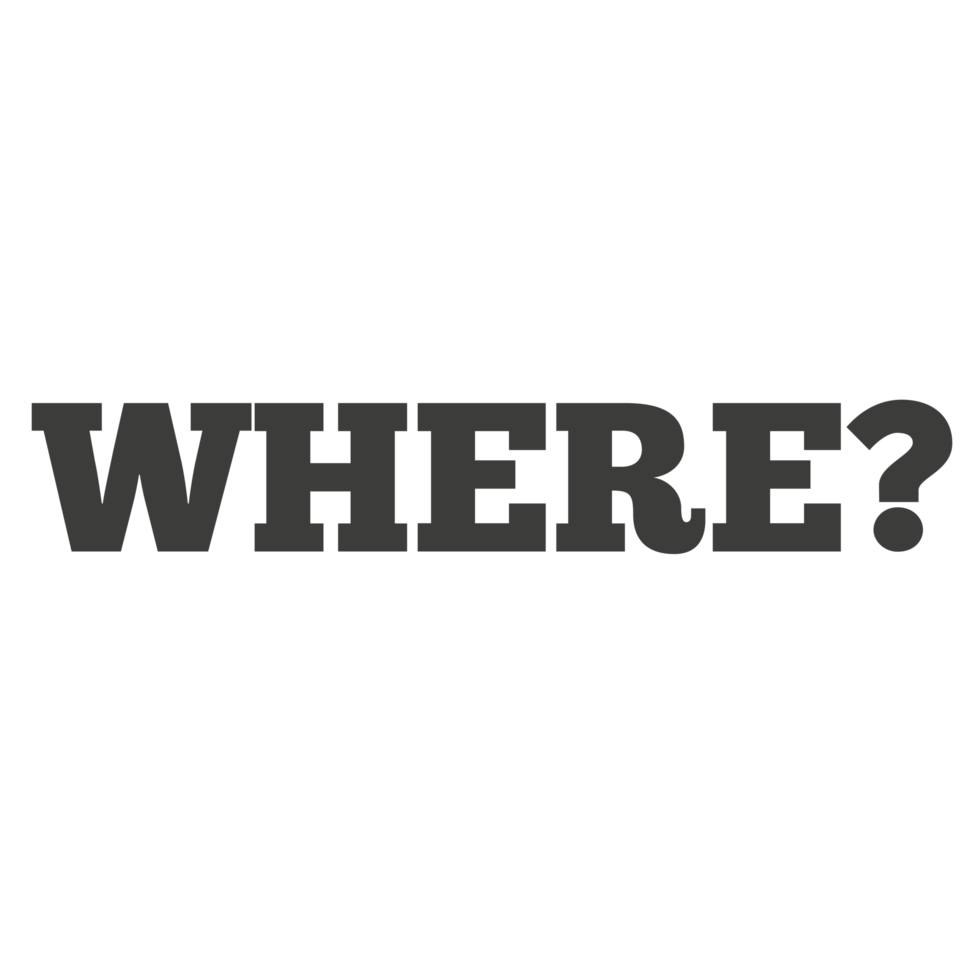 Word Where with question mark on a Transparent Background png