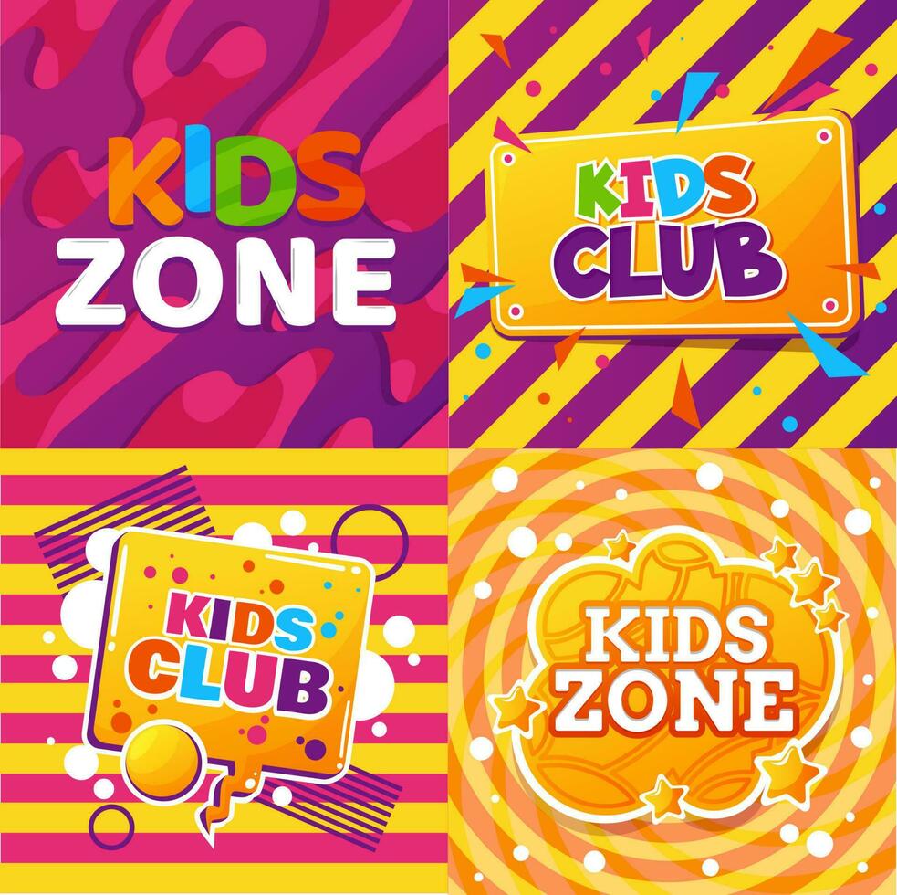 Kids club of child education activities, vector