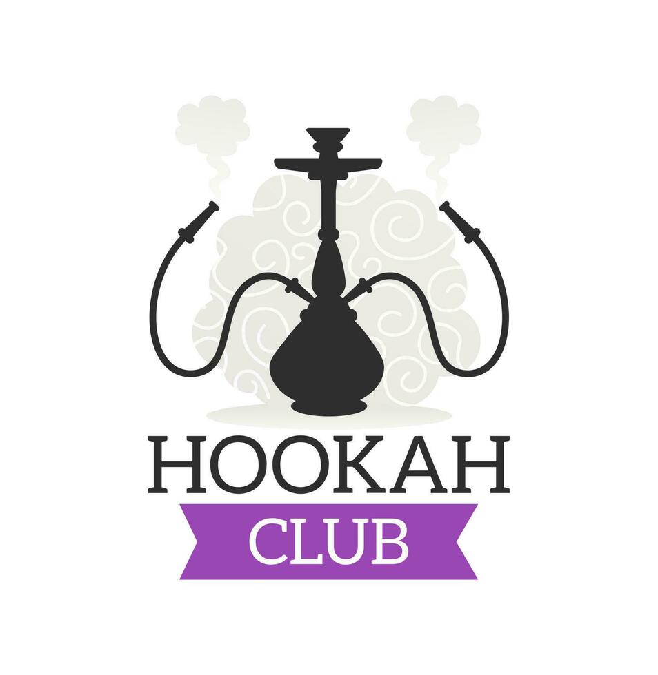 Hookah club vector icon with shisha smoking pipe