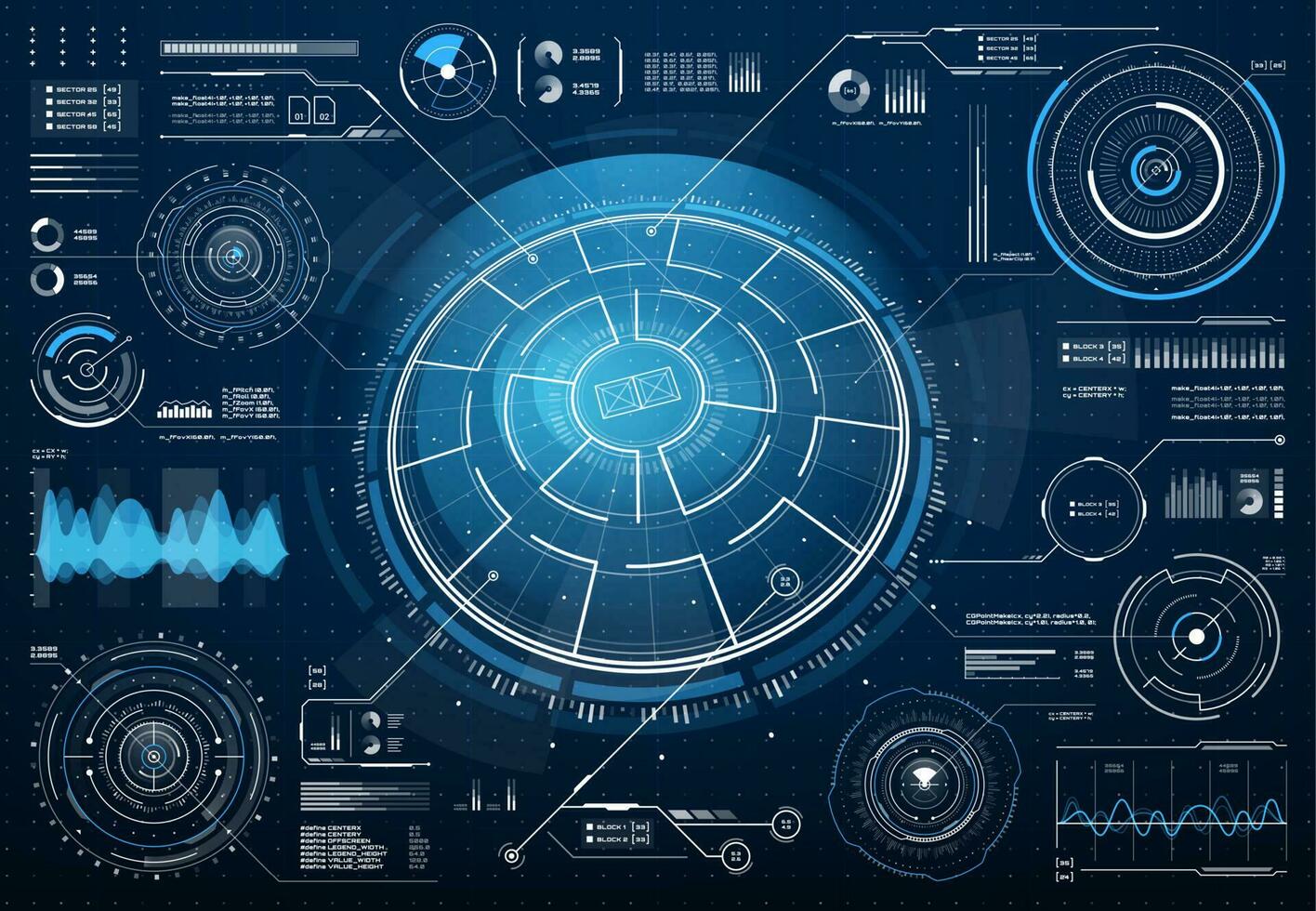 hud ciencia fi vector interfaz con circular objetivos