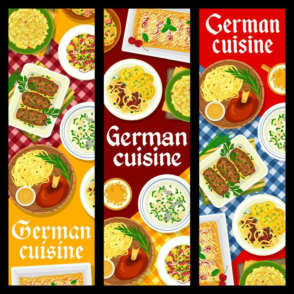 German food restaurant meals vertical banners vector