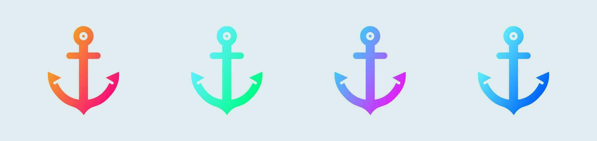 Anchor solid icon in gradient colors. Nautical signs vector illustration.