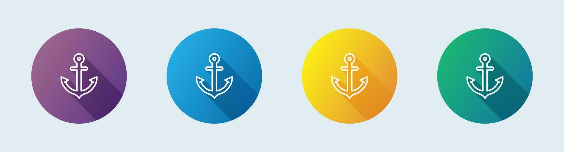Anchor line icon in flat design style. Nautical signs vector illustration.