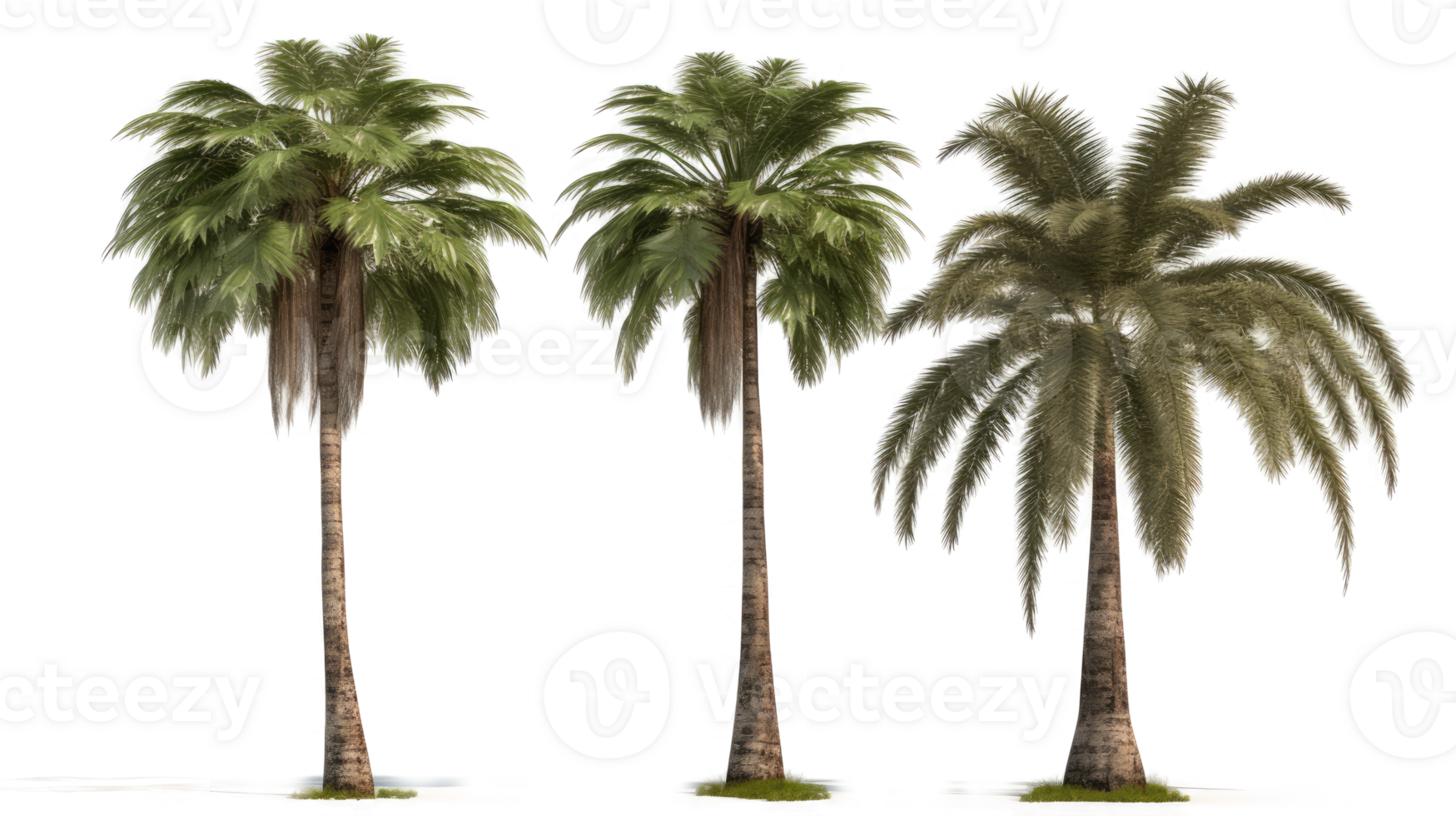 Set of palm trees in transparent background. png