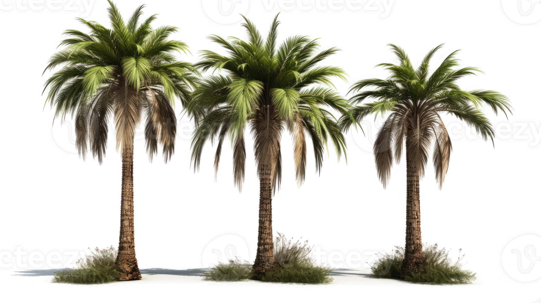 Set of palm trees in transparent background. png