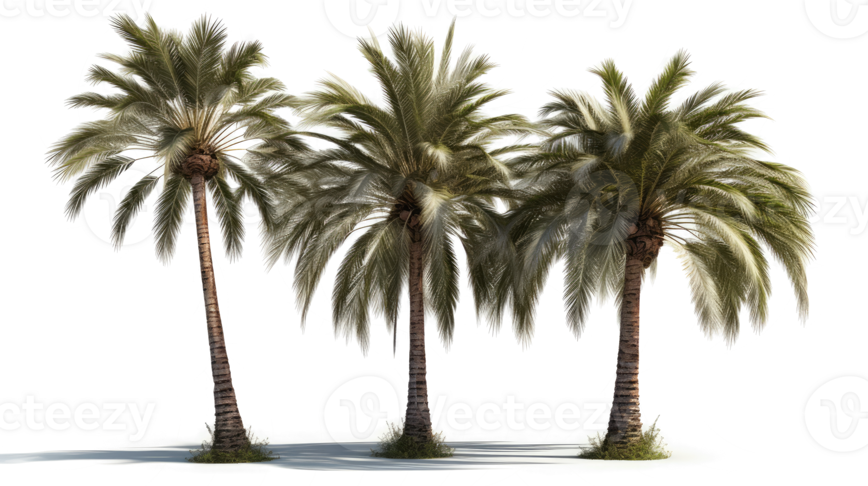 Set of palm trees in transparent background. png