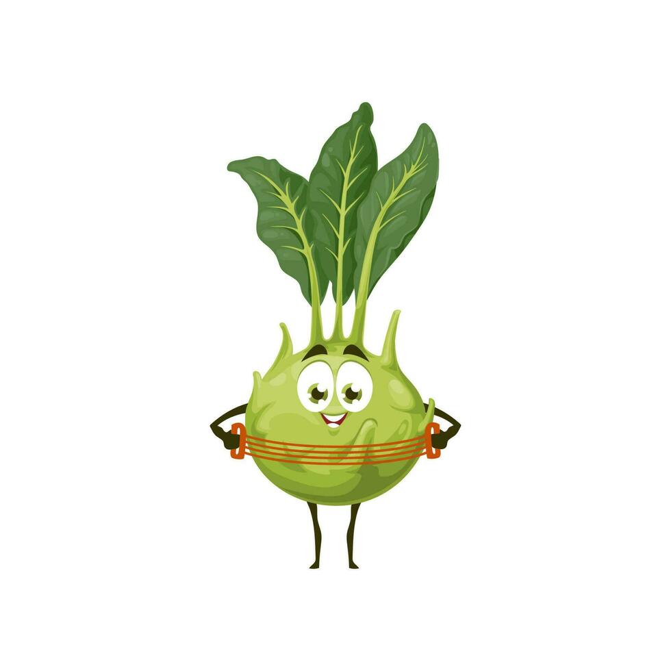 Cartoon kohlrabi cabbage vegetable funny character vector