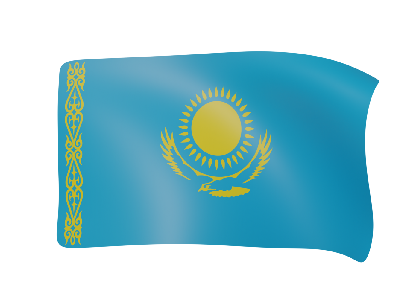 Kazakhstan waving flag 3d png