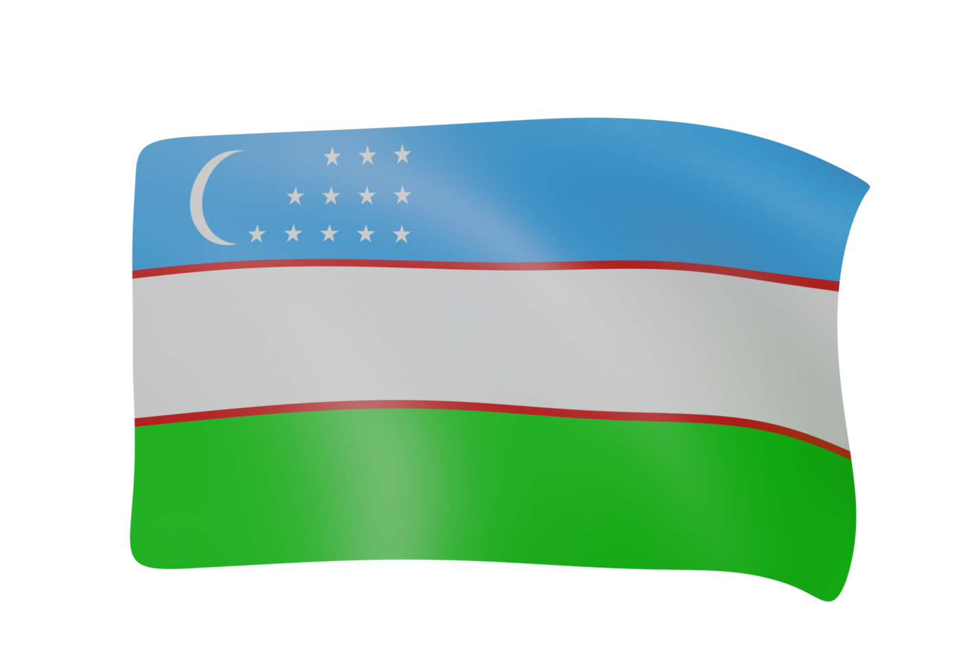 Uzbekistan waving flag 3d png