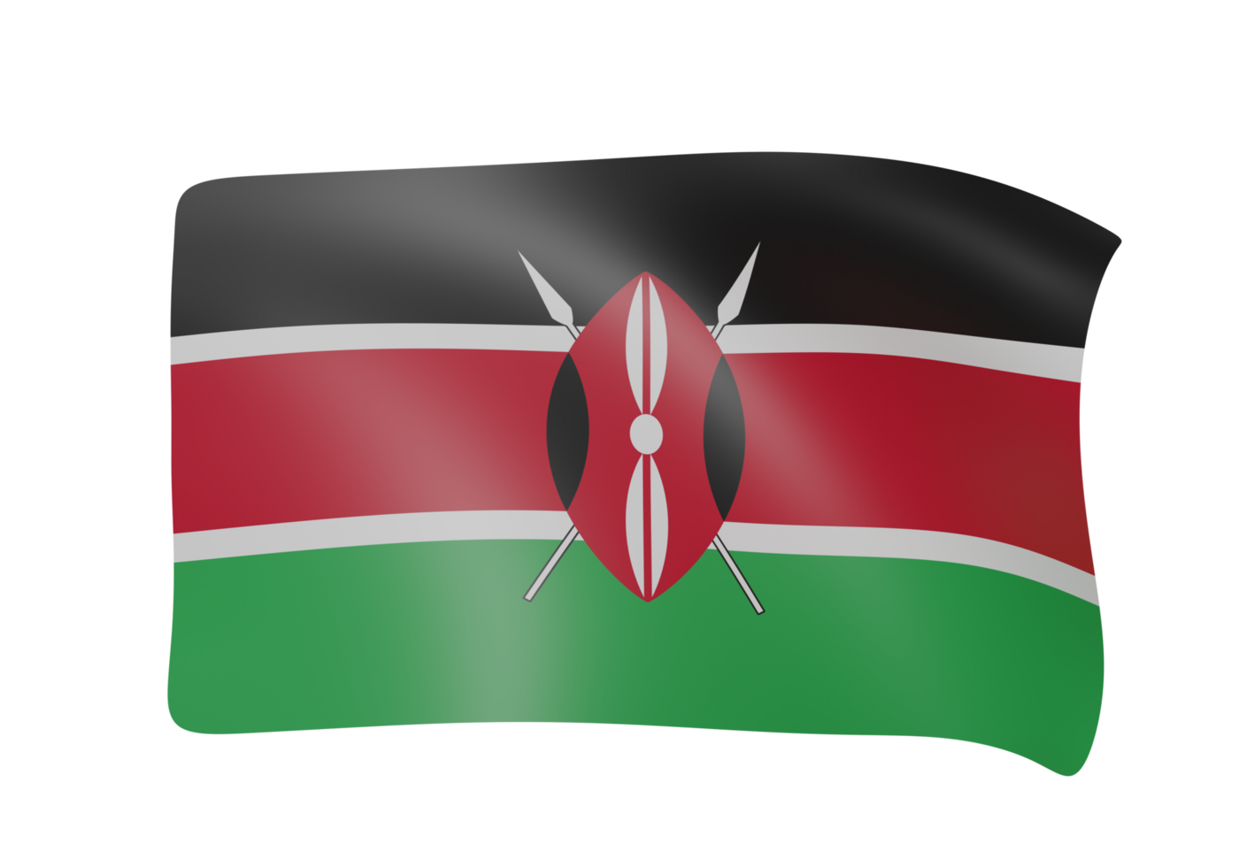 Kenia golvend vlag 3d png