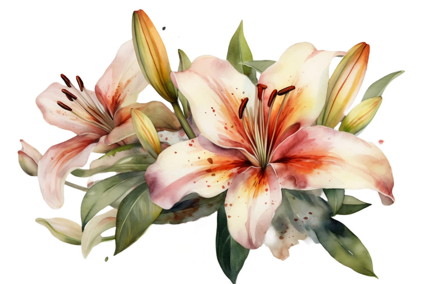 rose lis fleurs aquarelle clipart ai généré png