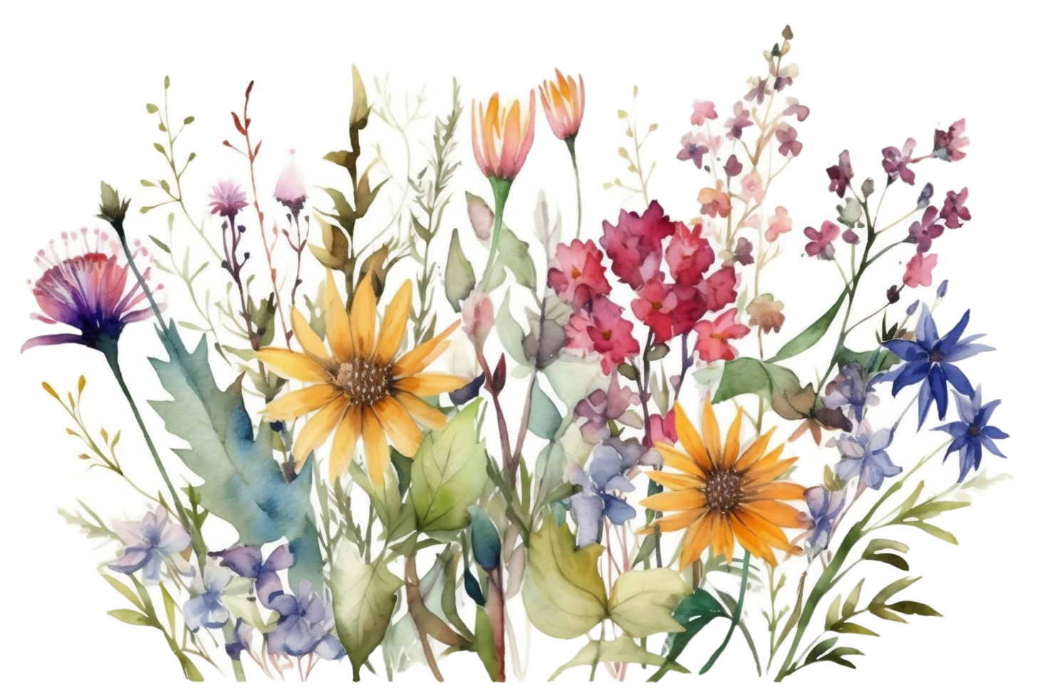 wilde bloemen waterverf clip art ai gegenereerd png