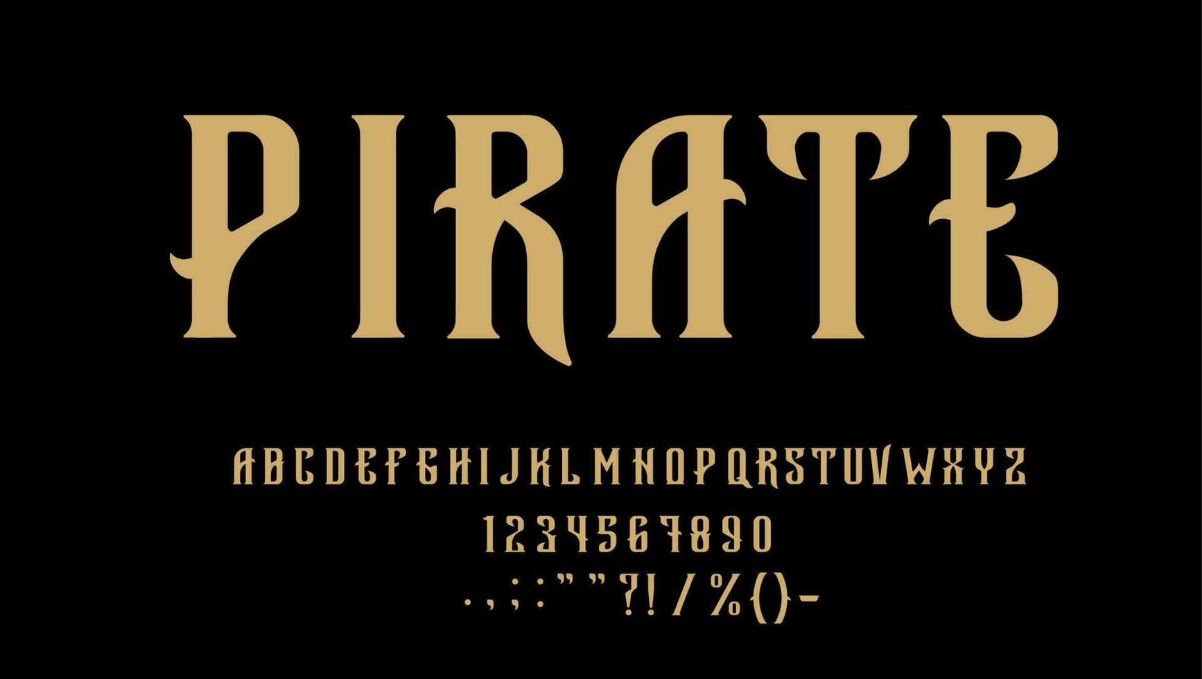 Medieval pirate corsair font, type or typeface vector