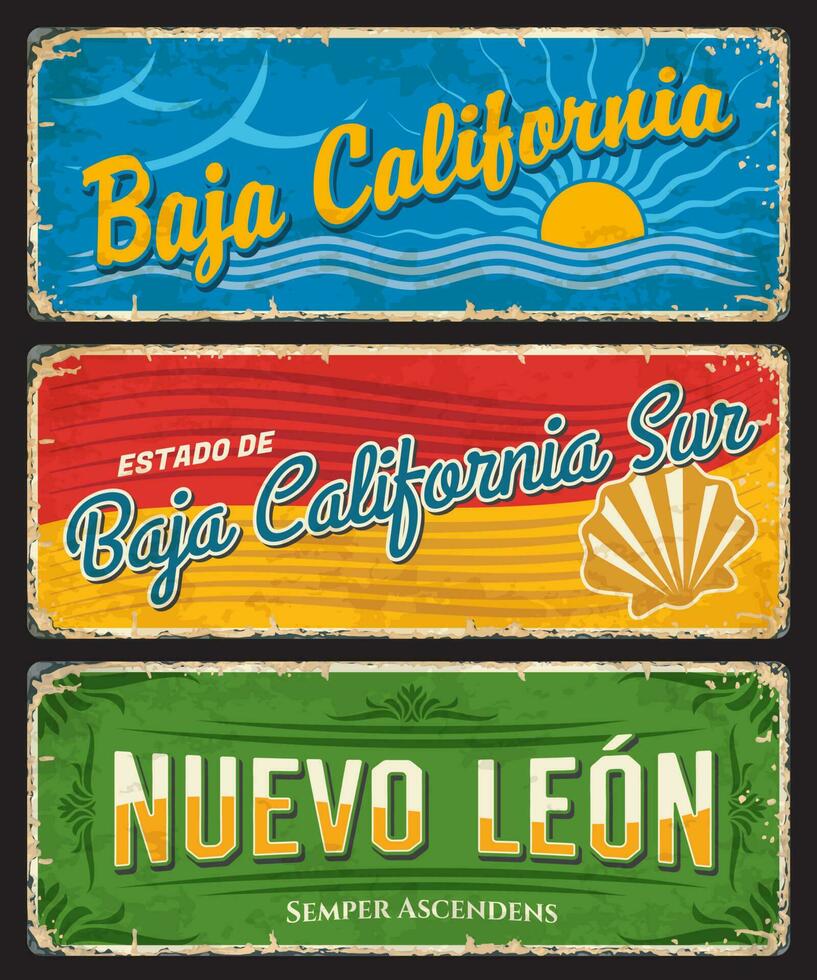 Nuevo Leon and Baja California Sur state plates vector