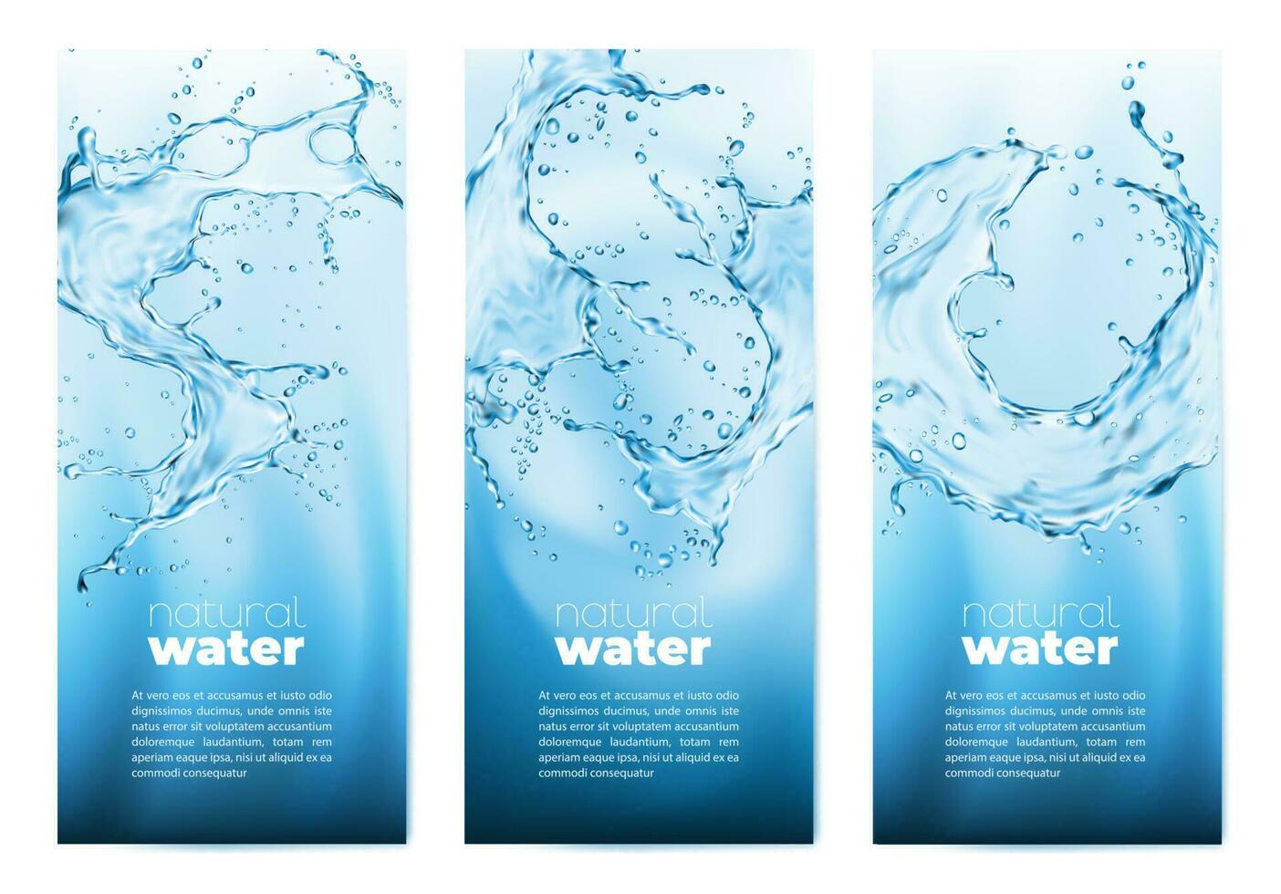 Natural clean water realistic transparent splashes vector