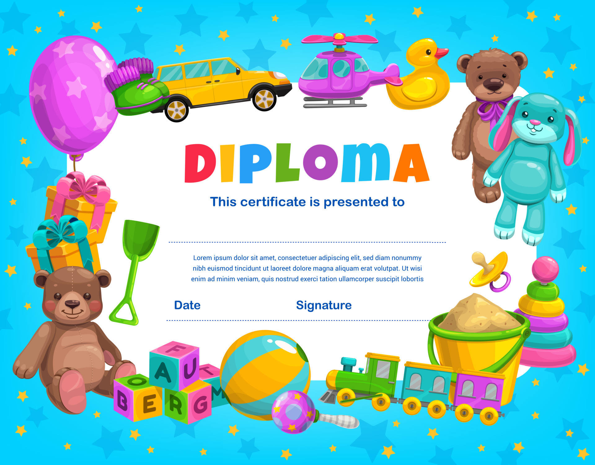 Kids diploma, kindergarten certificate template 23557075 Vector Art at Kids diploma, kindergarten certificate template 23557075 Vector Art at