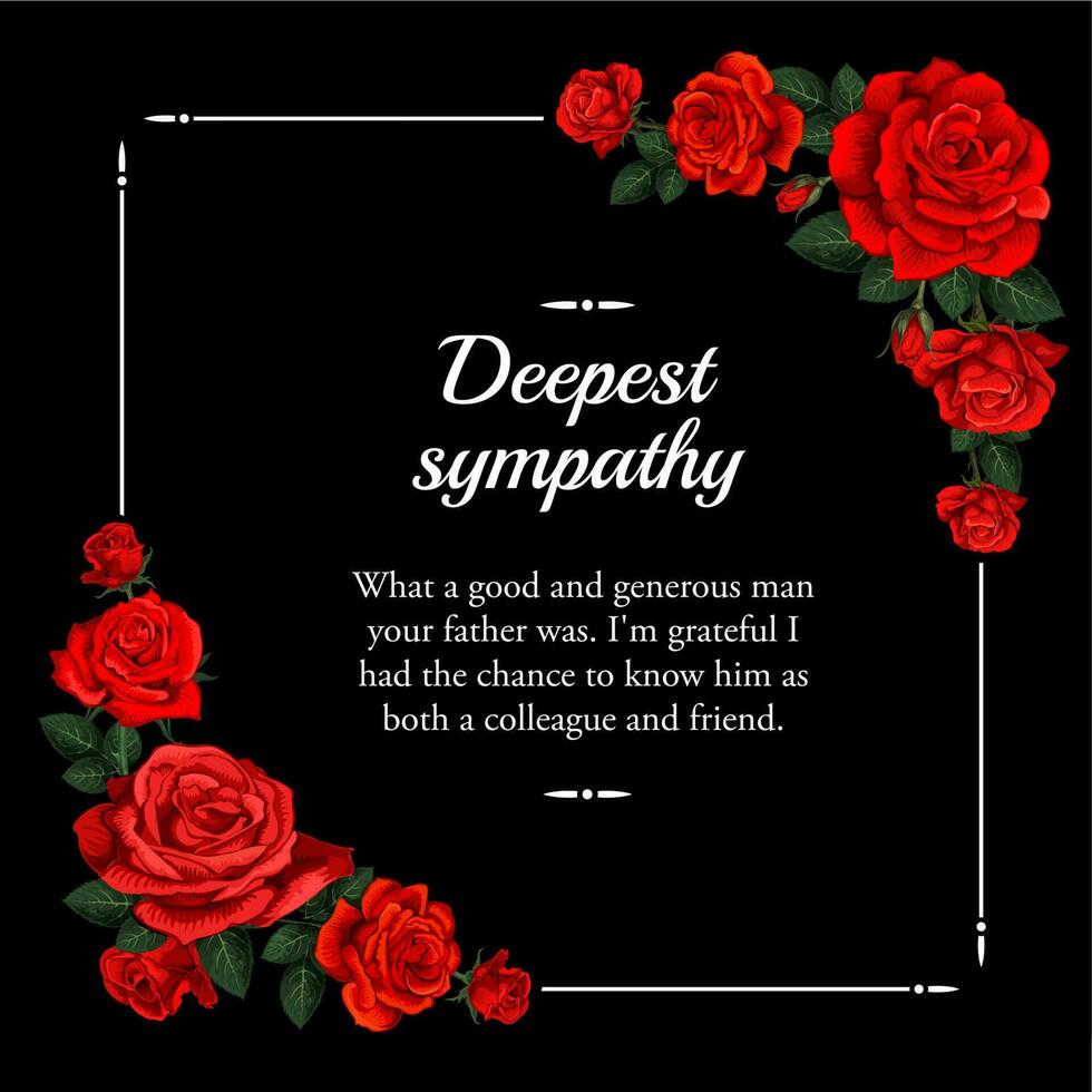 funeral vector tarjeta, rojo Rosa flores y hojas