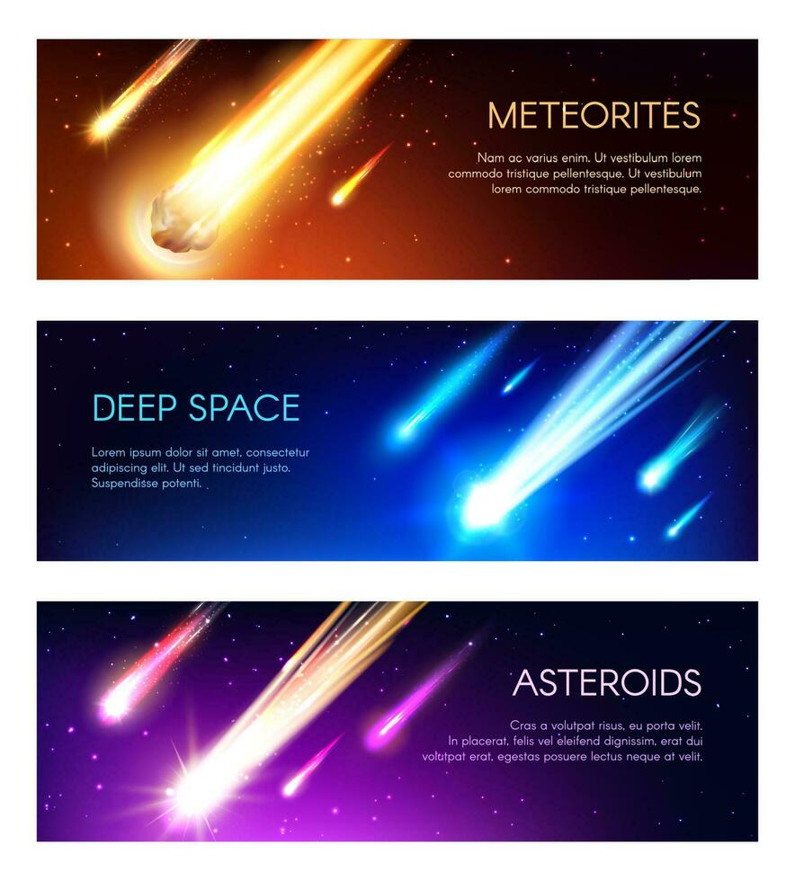 Meteors and asteroids, galaxy outer space vector