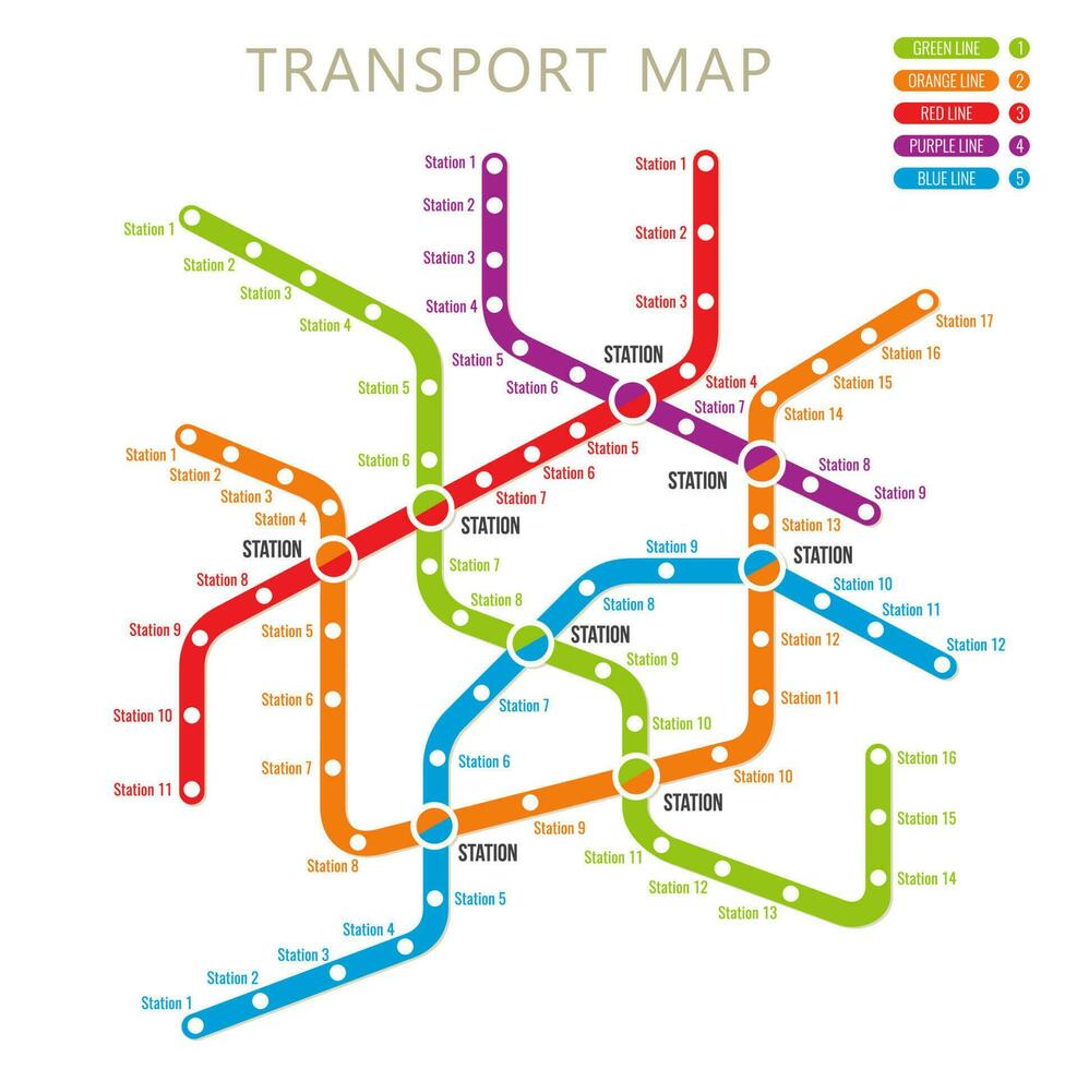 metro, subterraneo o subterráneo transporte sistema mapa vector