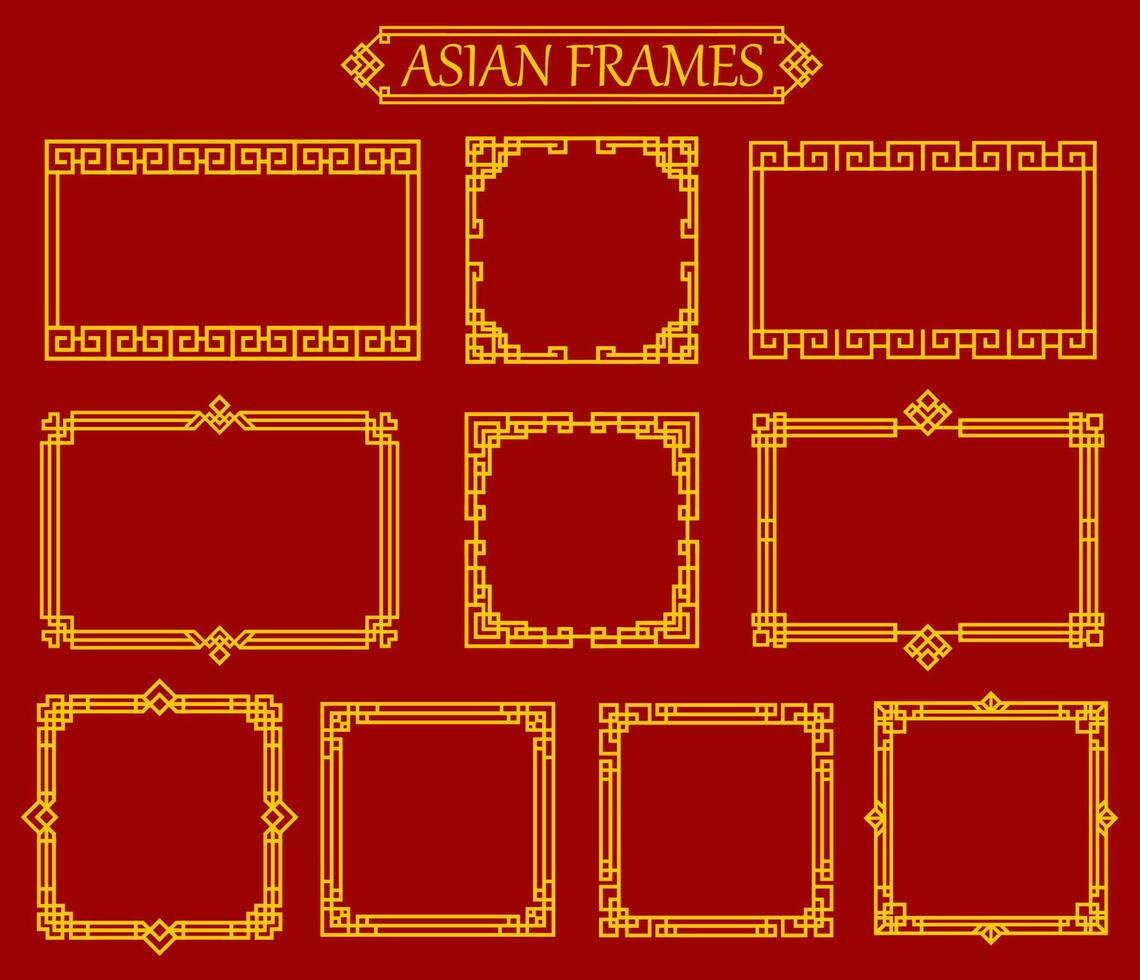 Asian square and rectangular frames and borders vector