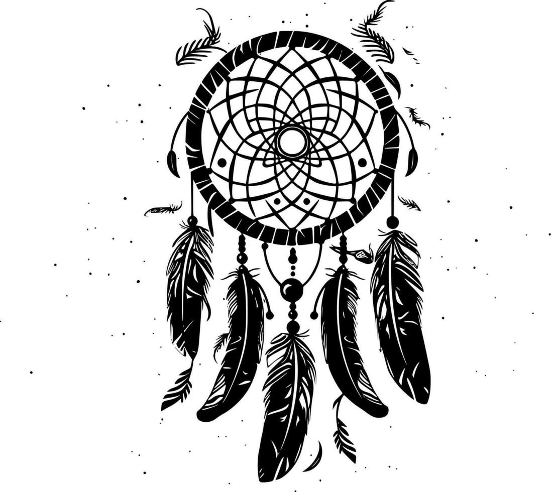 Dream Catcher - Black and White Isolated Icon - Vector illustration