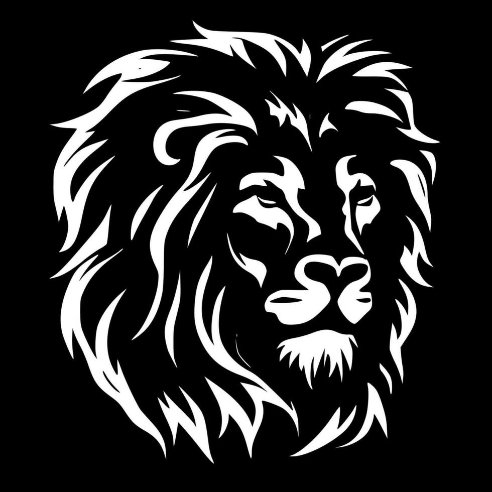 león cara - negro y blanco aislado icono - vector ilustración